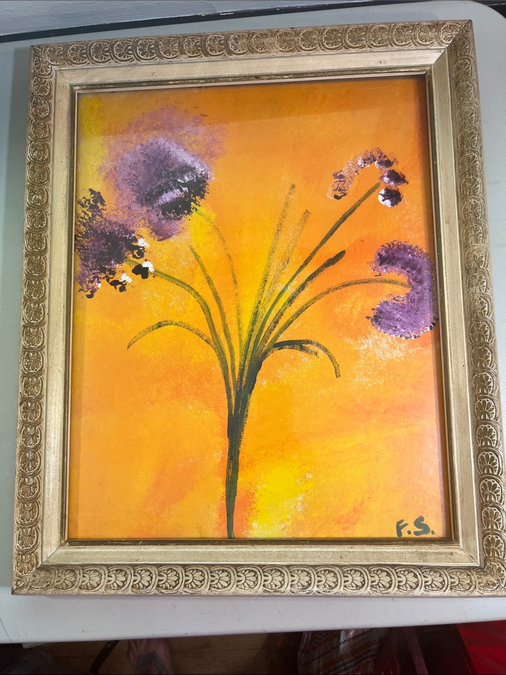 Orange and Purple Floral Wall Art